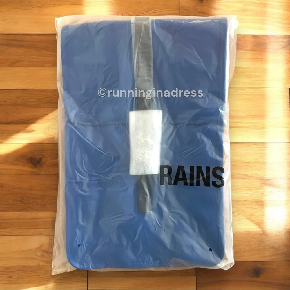 NWT Rains Waterproof Backpack W3 Mini In Color Waves Blue & Black
